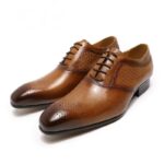 High-grade Men's Leather Black Brown Lace-up Business Leather Shoes